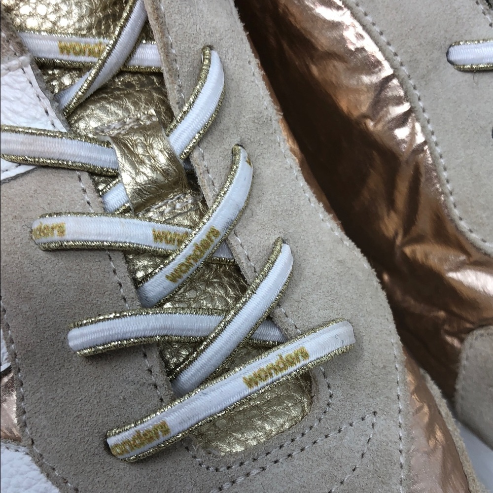 Wonders Oslo Sneakers Gold And Beige Leather Size 38 EU - Picture 9 of 16